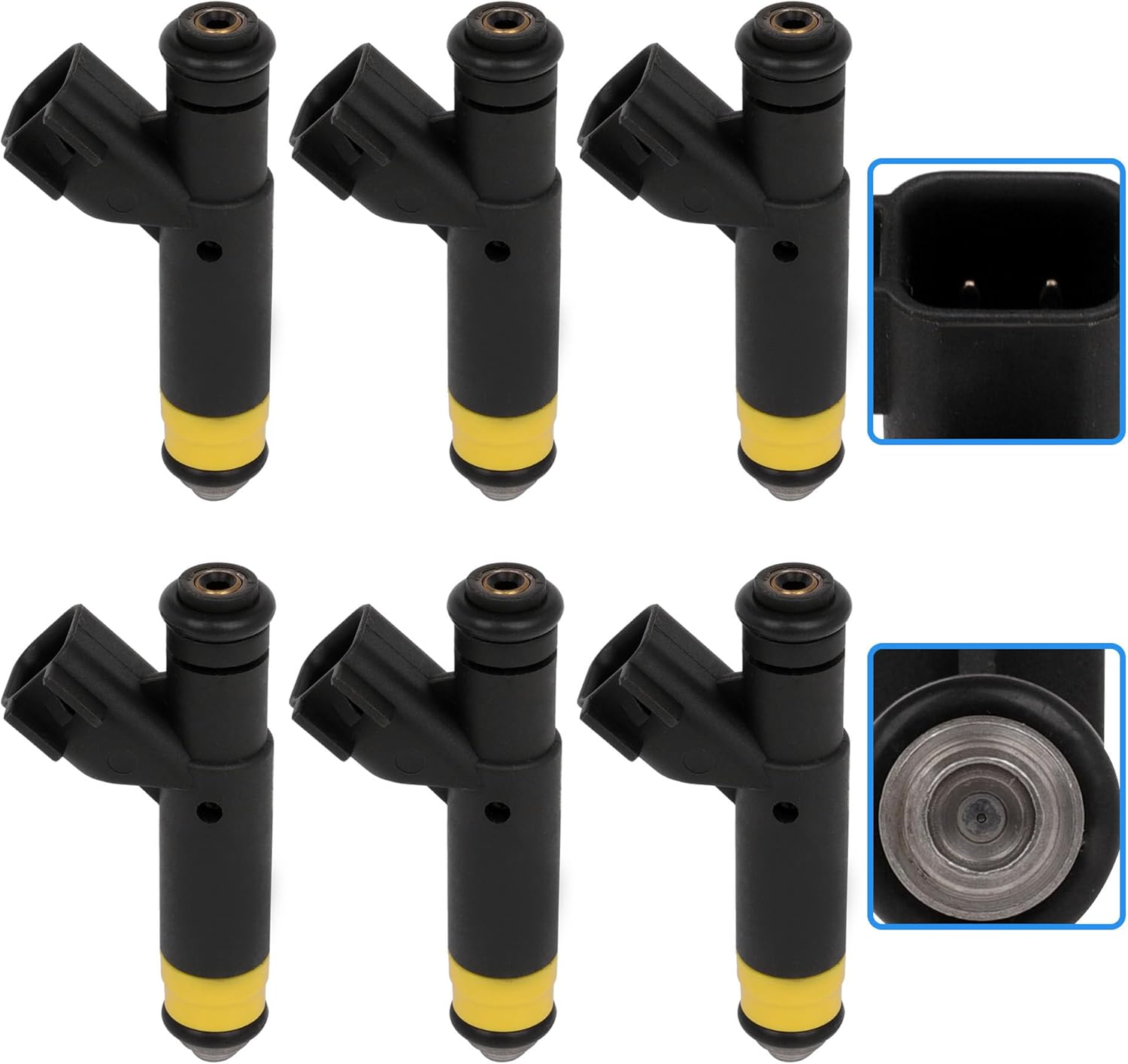 Fuel Injectors 1Holes Set of 6Pcs Fit for Ford for Mustang 3.8L 2000-2001 for Ford for F-150 Heritage 4.2L 2004 Replacement OEM 822-11162