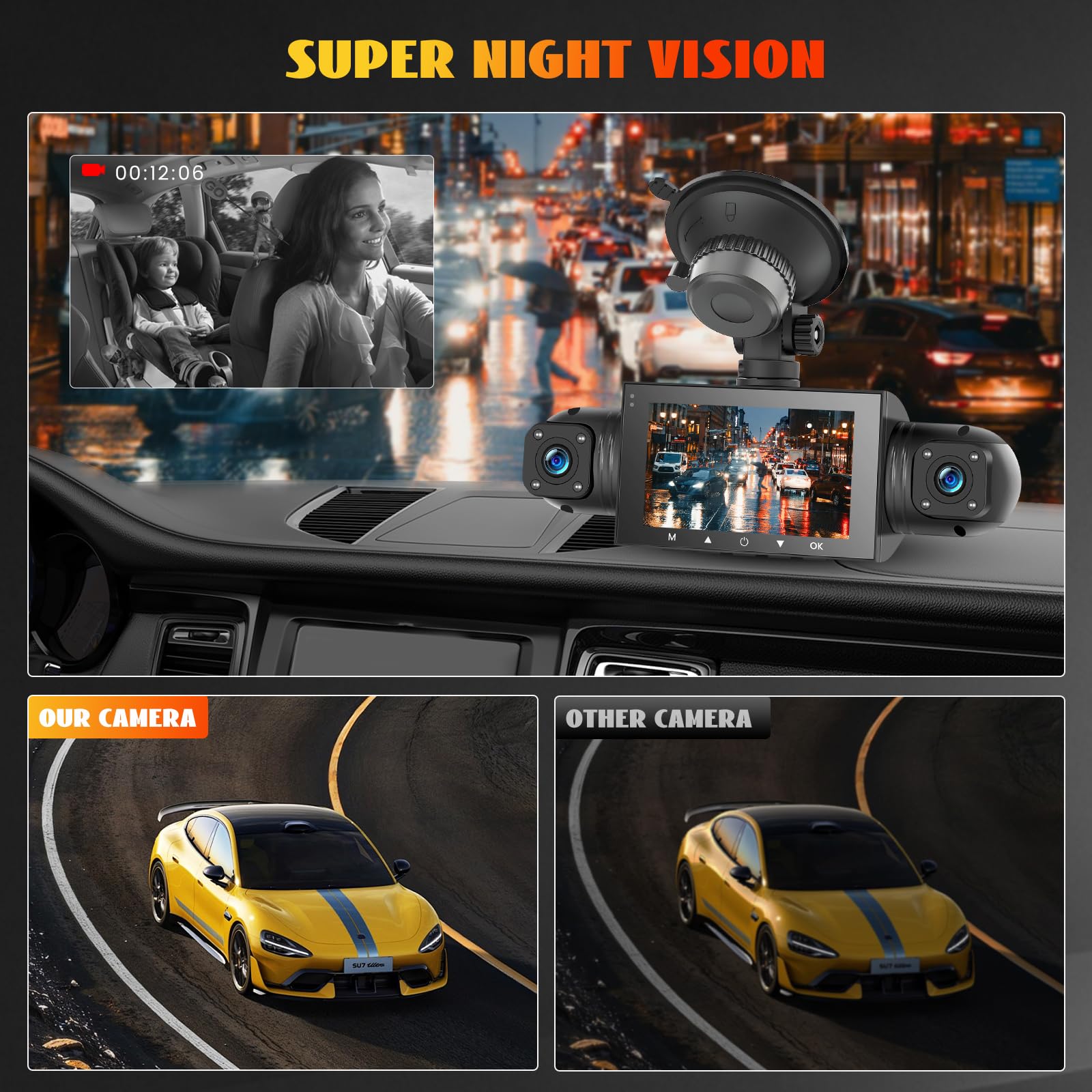 Fuluku 360 Degrés De Vue 4 Canaux Dash Cam Avant Et Arrière Intérieur