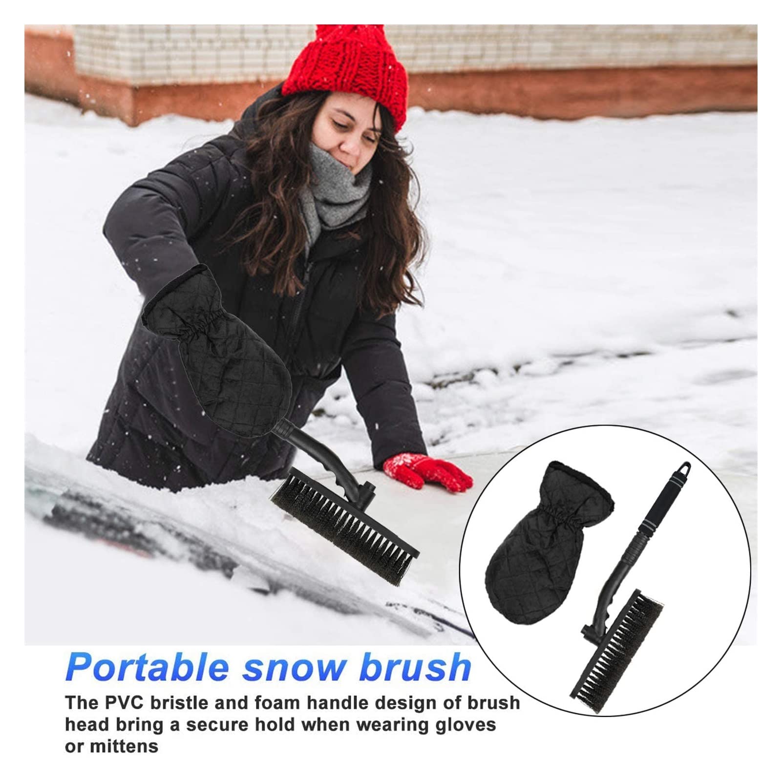 XMING Guanto di rimozione della Neve Raschietto Foderato di Spessa Raschietto di Ghiaccio in Pile Snow Snow Snow Snow Snow Pennello for Auto Auto SUV. Camion