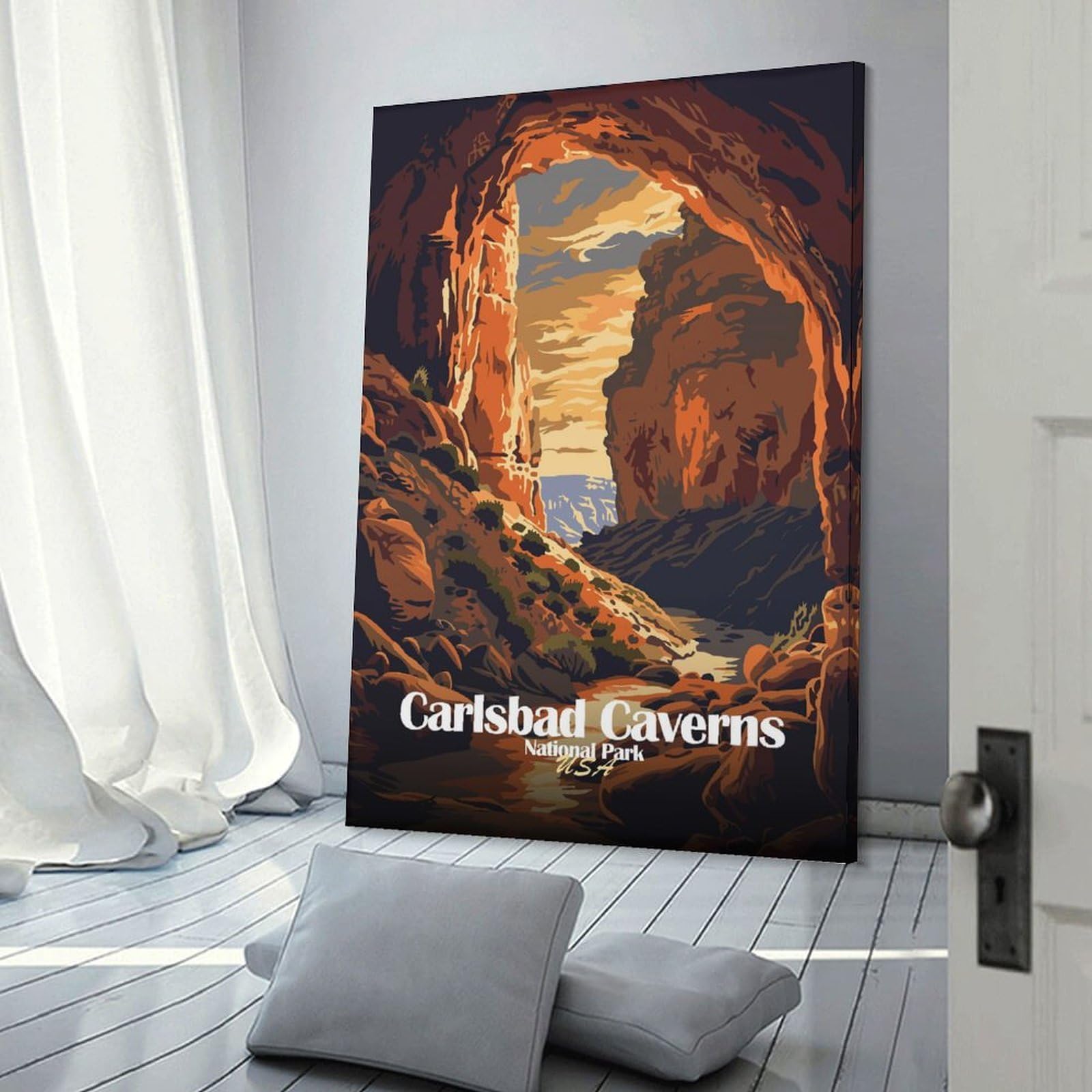 Junmoney Frame-Style-24-1 Carlsbad Caverns National Park Canvas Wall Decor, 16X24inch(40X60cm), For Flats, Guest Rooms Or Compact Rooms, Decorative Canvas Decor For Home Updates