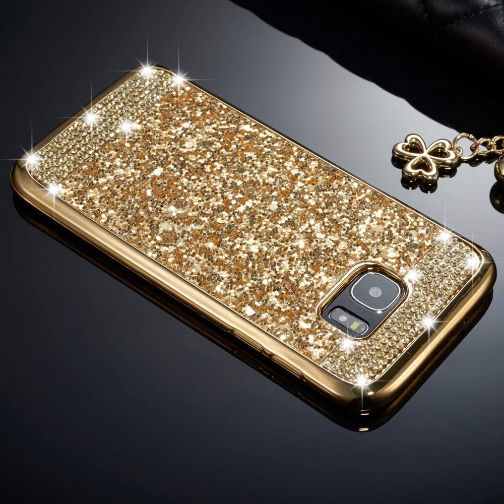 ZCDAYE Case for Samsung Galaxy S10 Plus,Bling Glitter [Crystal Rhinestone Diamond] Soft TPU Rubber Silicone [Electroplating Edge] Shockproof Protective Back Case for Samsung Galaxy S10 Plus - Gold
