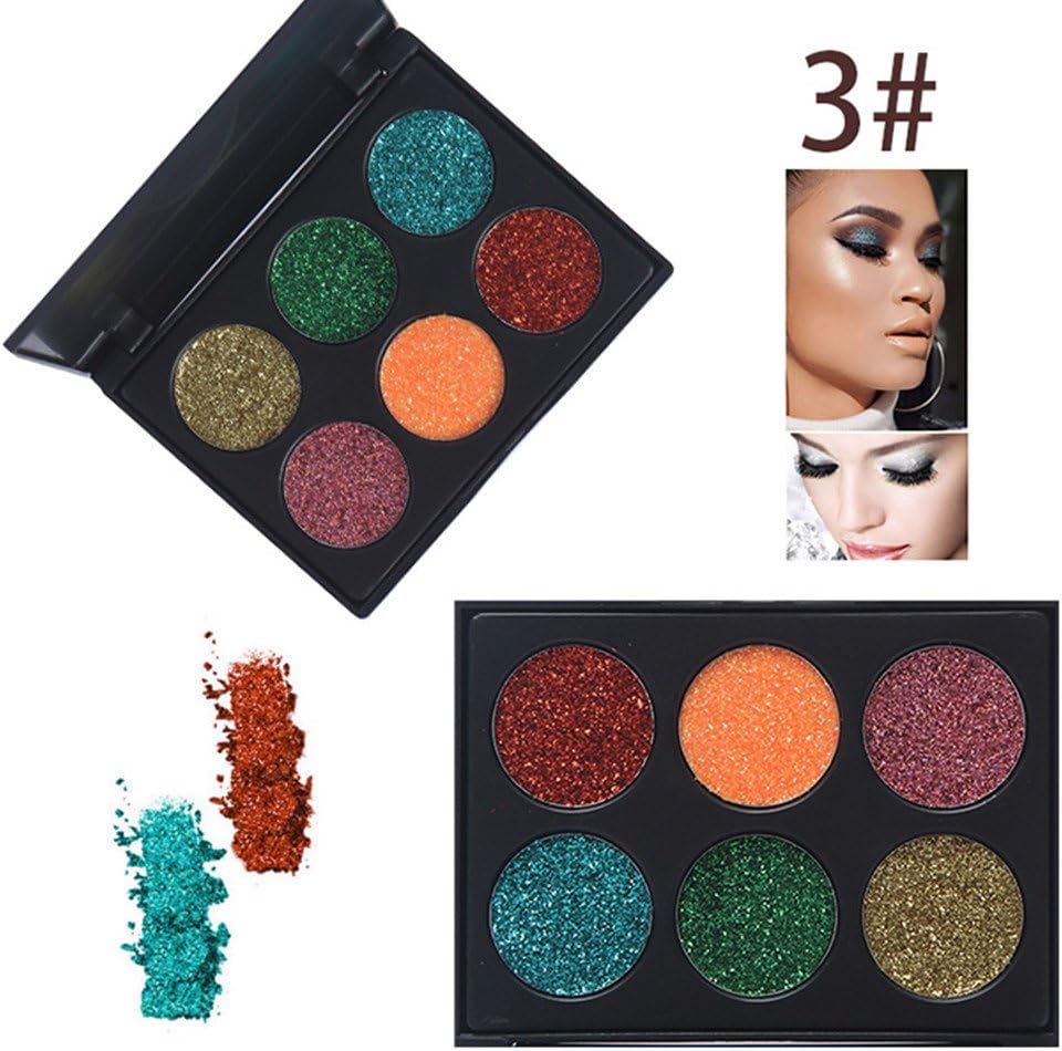 Ruwhere 6 Colors Glitter Make-up Powder Metallic Shimmer Eye Shadow Palette Highly Pigmented Mineral Cosmetic Makeup Eyeshadow (color3)