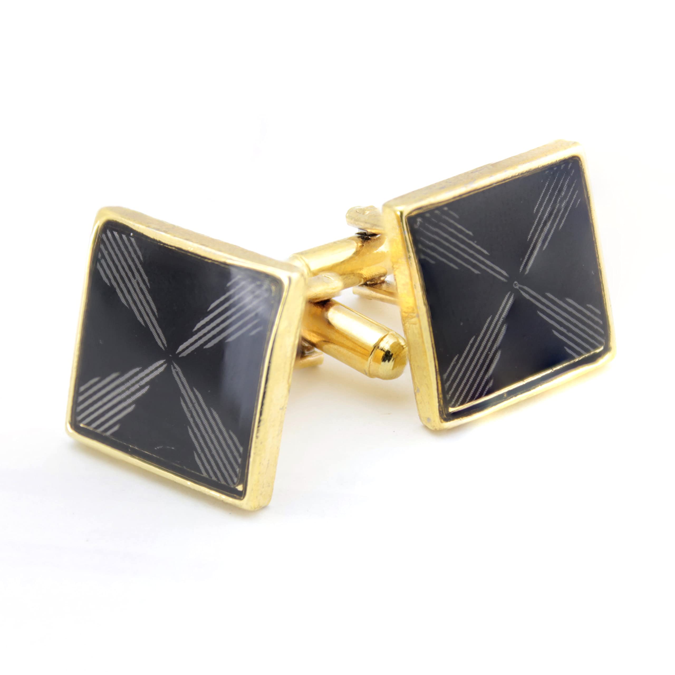 Kavove The Vivid Rays Black & Golden Cufflink For Men (B0B9HS3RT1) Amazon Price History, Amazon Price Tracker