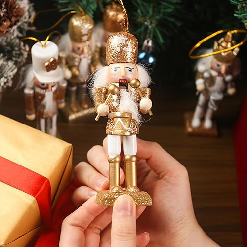 Miniatura 5 de 3 otters 5 adornos de cascanueces de Navidad, figuras de cascanueces de Navidad de madera, regalo decorativo coleccionable para mesa de invierno,