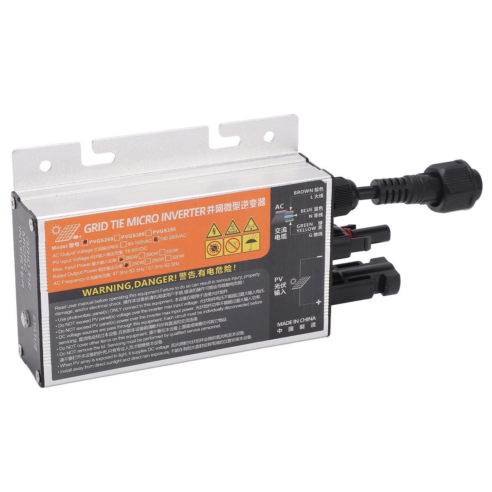 Micro Grid Tie Inverter, PVGS Solar Micro Grid Tie Inverter Solar Power PV Inverter Power Inverter 1860V(260W 110V) (PVGS-350W(18-60V) 110V)