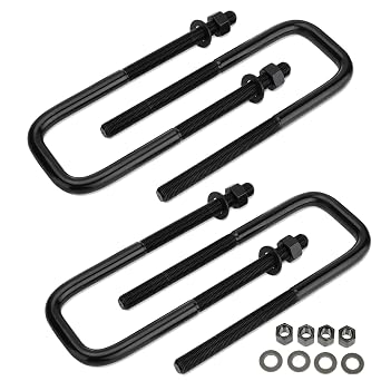 BST BSSP 4PCS Square U-Bolts 2.5" Wide Suspension Leaf Springs 7.75" Long Extended Axle Square Bend U-Bolts with Hardware