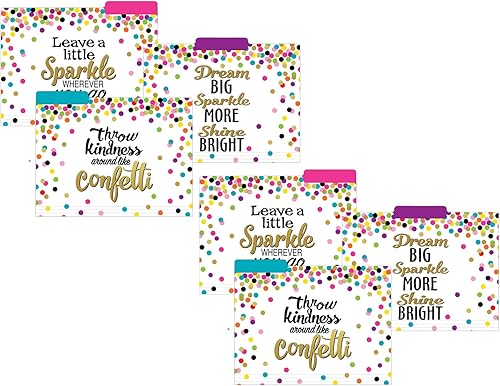 Teacher Created Resources Carpetas de archivos de confeti, tamaño carta, 12 por paquete, 2 paquetes