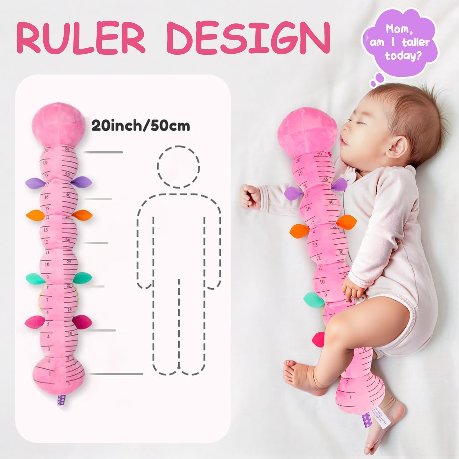 Baby Toys 0-6 Months, Plush Caterpillar Toy Sensory Activity for Tummy Time Soft Cuddle Cushion & Long Stuffed Animal - Image 2