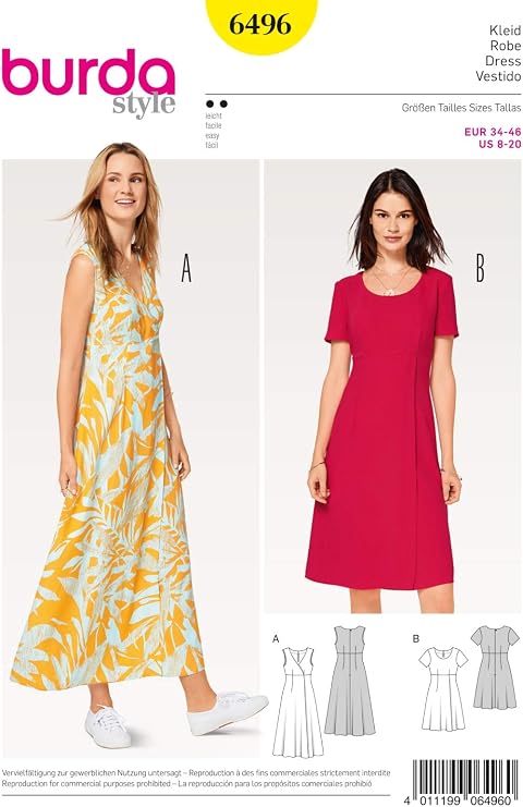 Burda Style Sewing Pattern B6496 Misses' Dress