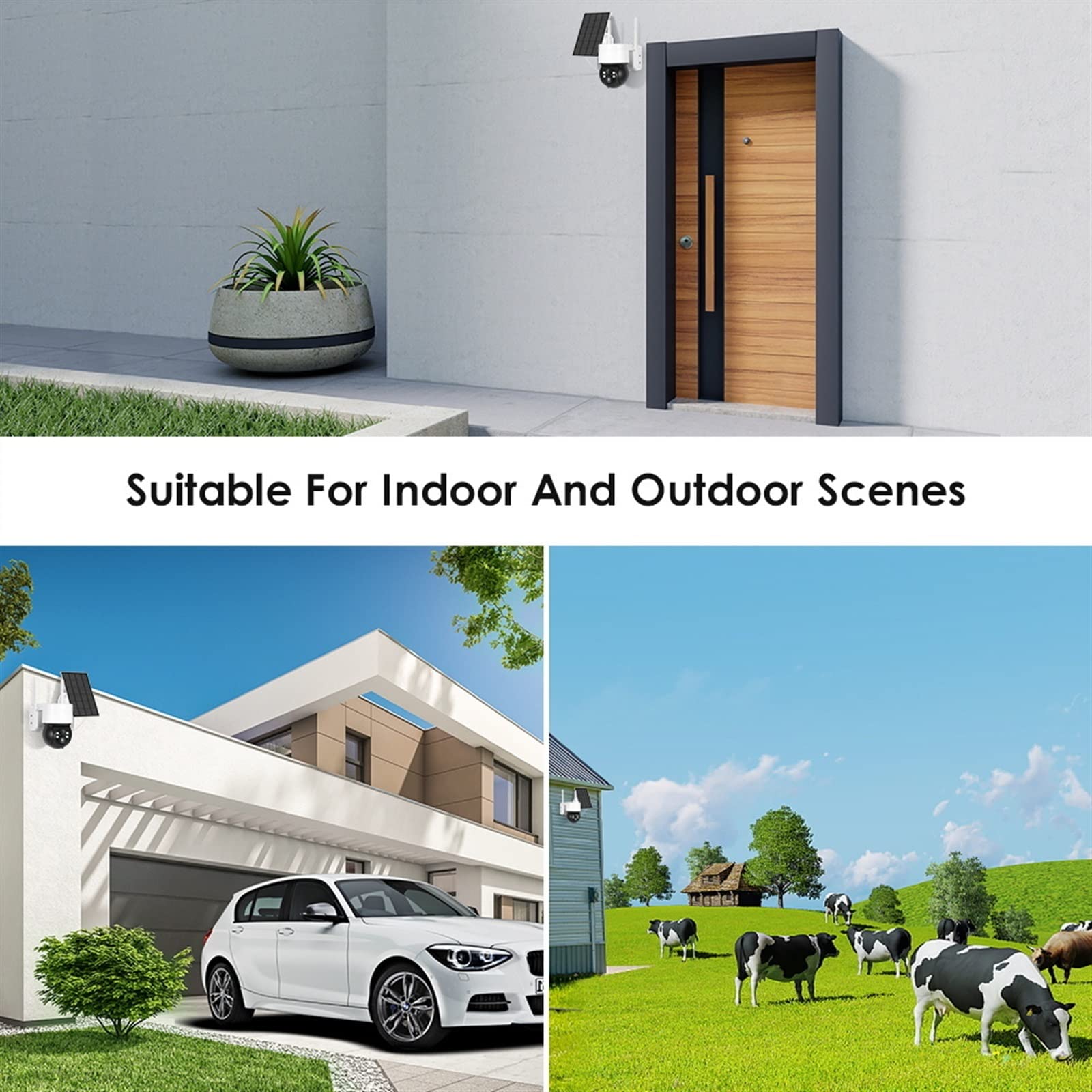 Telecamera Wifi Esterno, Telecamera solare 3MP Telecamera IP PTZ for rilevamento movimento PIR esterna con pannello solare 7800Mah Batteria 1080P CCTV Videosorveglianza ,Sicurezza, Antifurto(1080P NO