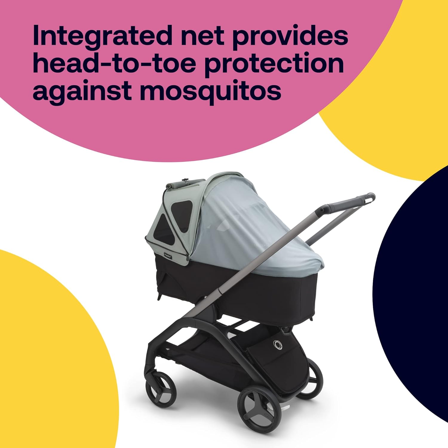 Bugaboo Breezy Sun Canopy with Ventilation Panels & Built-in Mosquito Net – Compatible with Bugaboo Dragonfly Strollers – UPF 50+ Fabric & Water-Repellent Protection - Pine Green