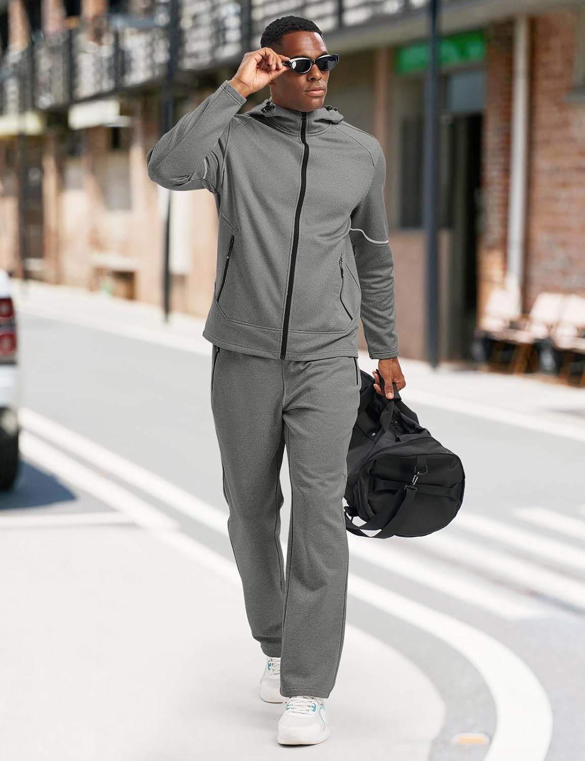 TBMPOY Men's Fleece Lined Tracksuits Hooded Sweatsuits 2 Piece Set Winter Casual Warm Up Track Suits Full Zip Outfits - Image 7