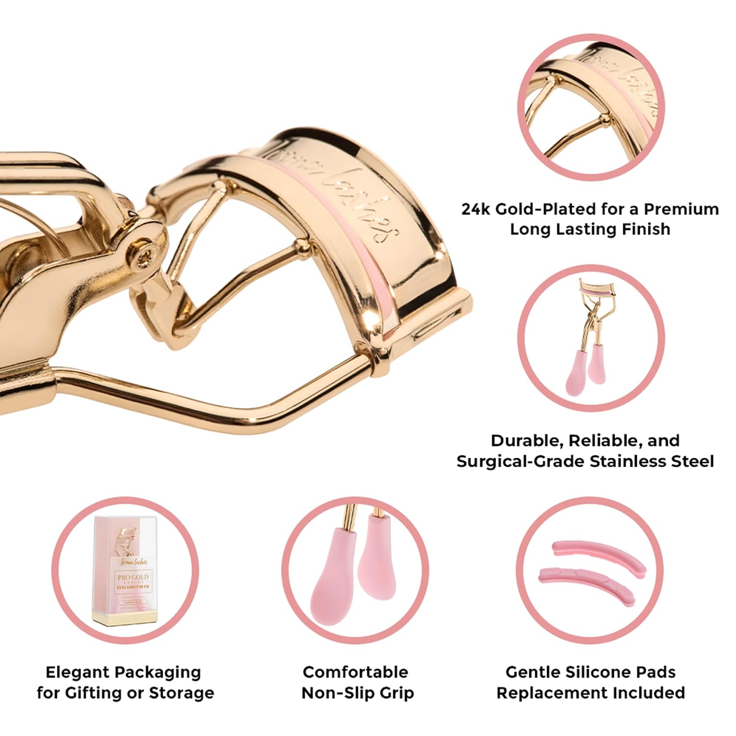 Icona Lashes Eyelash Curler - 24K Gold-Plated Stainless Steel Precision Eye Lash... photo 3