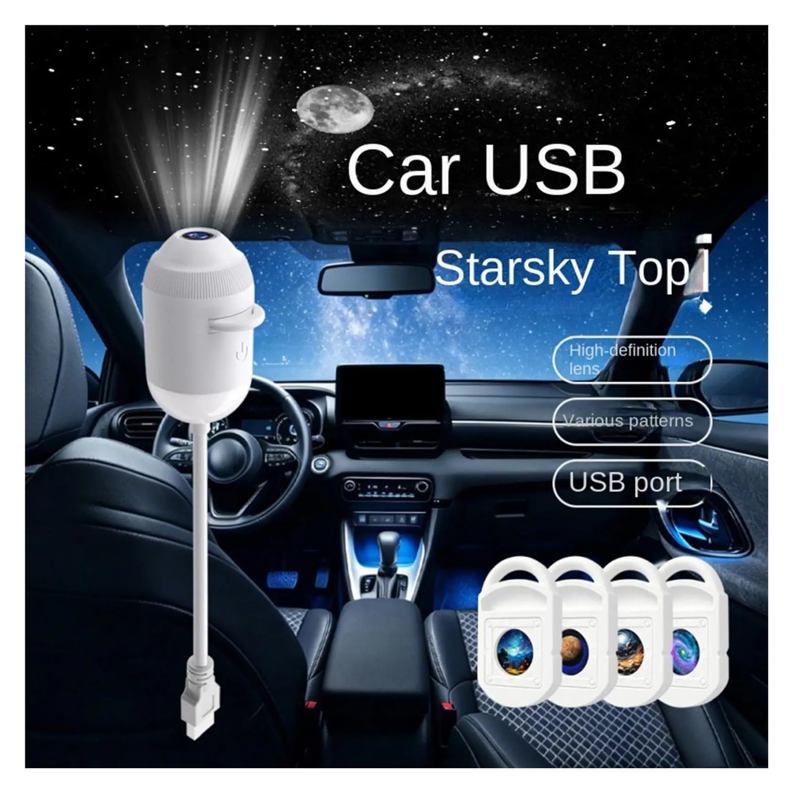 Proiettore Galaxy Star Da 24 Diapositive, Compatibile Con Universal, Home | Luce notturna ambientale mini USB 2 in 1 con cielo stellato for dormire e decorare la camera da letto