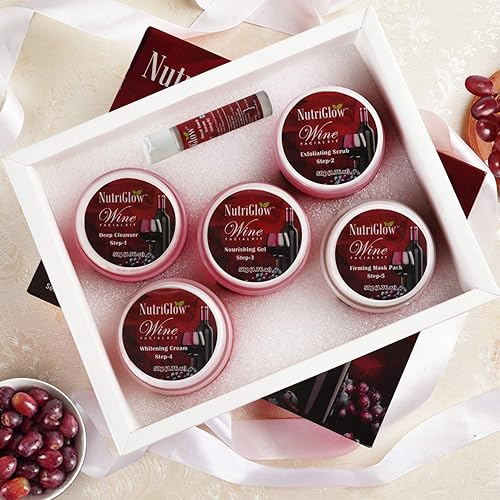 Miniatura 7 de Kit de limpieza de vino, kit facial (250 gm + 0.3 fl oz) y tóner de vino tinto (4.1 fl oz) con uvas rojas y extractos de rosa para exfoliación