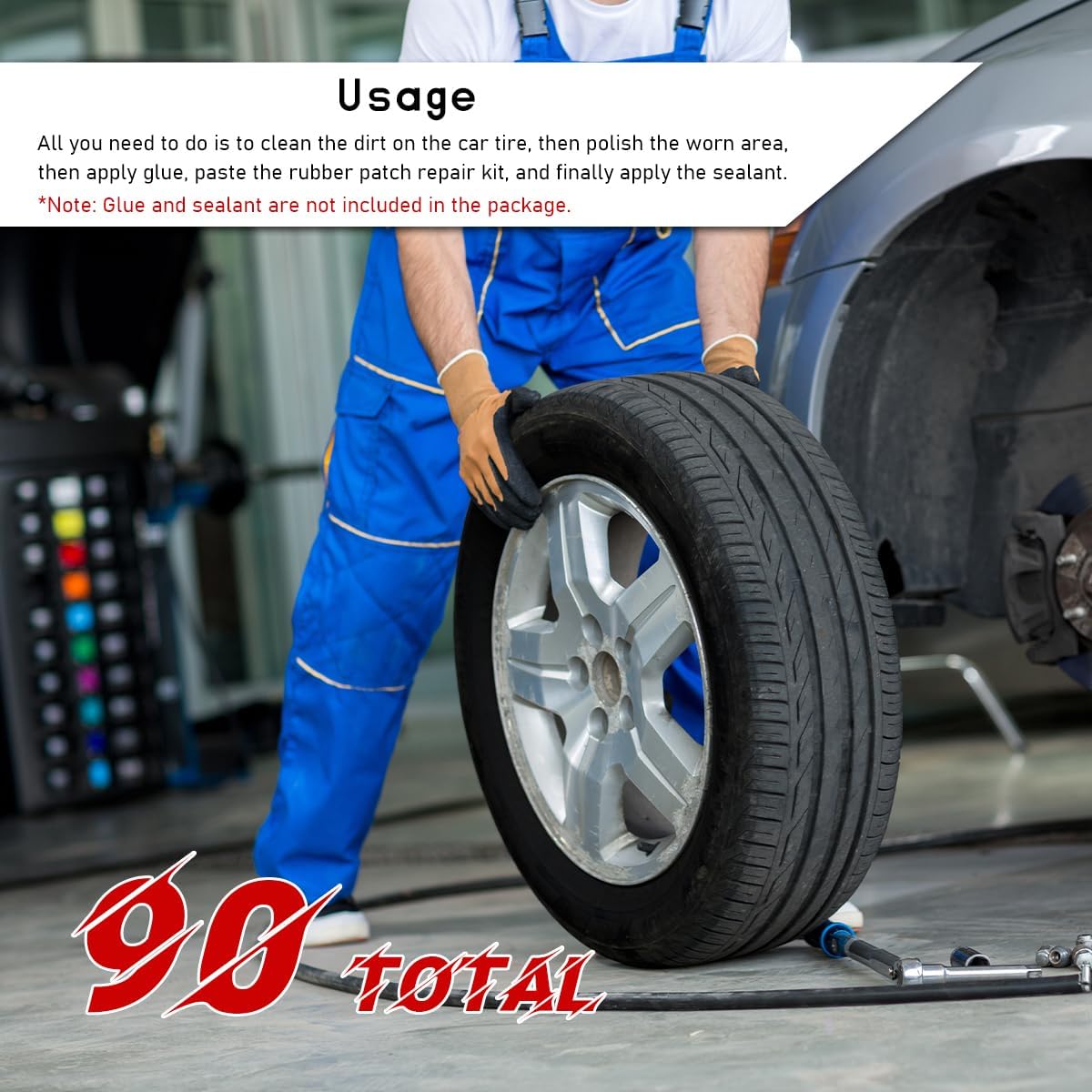 Ohleats 90PCS Tire Repair Patch, 32mm 42mm 58mm Rubber Tyre Puncture for Fast Repair, Round Auto Tire Repair Tool for Car Truck Motorcycle Inner Tire, Universal Car Accessories