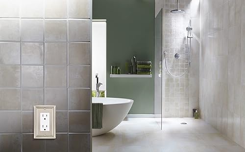 Vista 151 de Henne Bery Sunken Pearls - placa decorativa de pared para interruptor (Palanca simple, 2 unidades, níquel satinado)