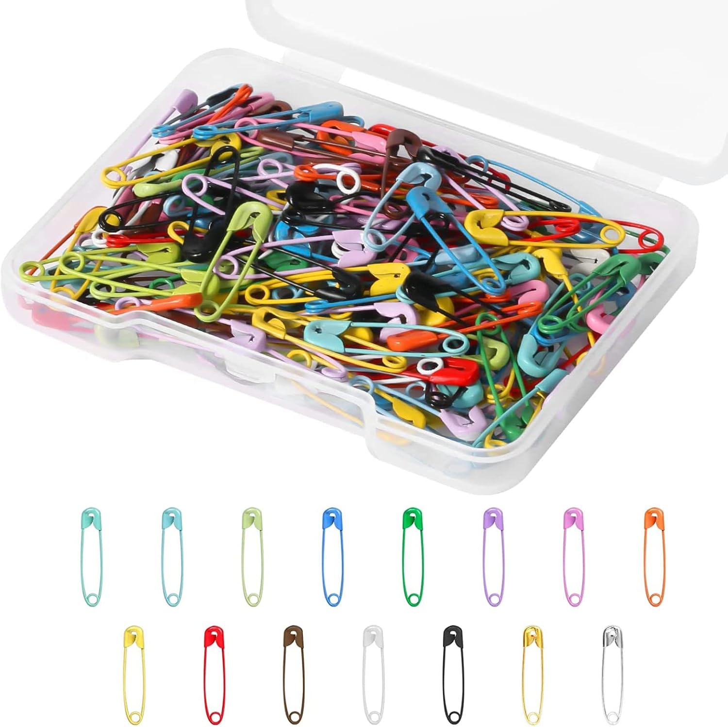 150 Pcs Safety Pins, Mini Safety Pins, Metal Safety Pins, Colored