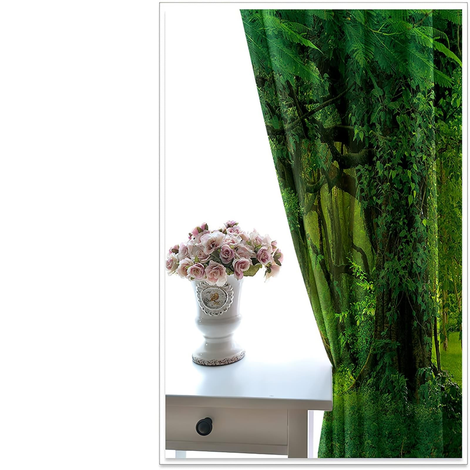 Gualiy Thermo Vorhänge 2er Set Ösen, Vorhänge Grün 86x183 Natur Waldlandschaft Gardinen Vorhang Blickdicht