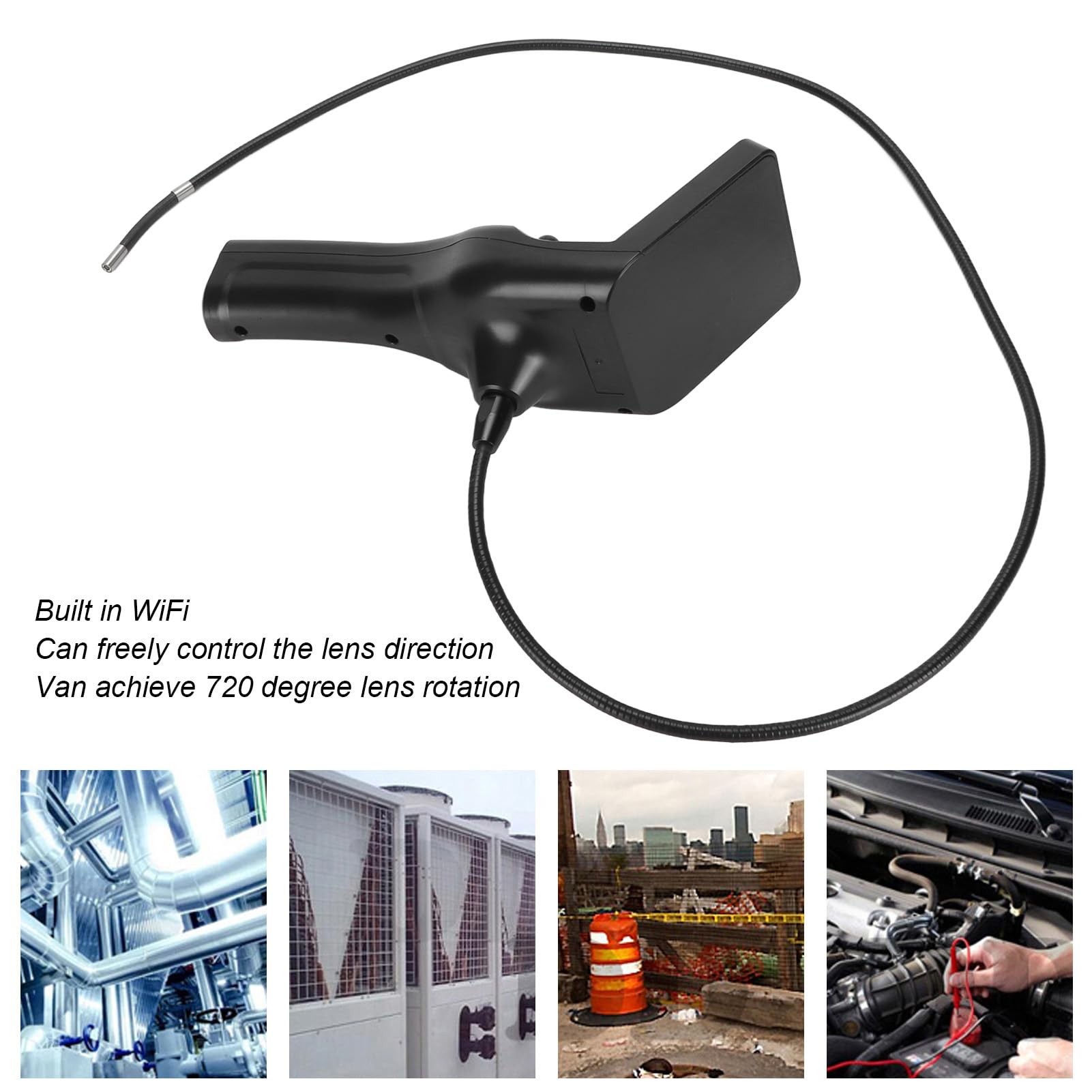 Endoskopkamera Beweglicher Kopf, Endoskopkamera MIT Licht, 1 Bis 3 Meter WiFi Endoskop 1080P HD Wasserdicht 3,5 Zoll IPS Bildschirm 6 mm Vierwege Gelenk Endoskop mit LED Leuchten