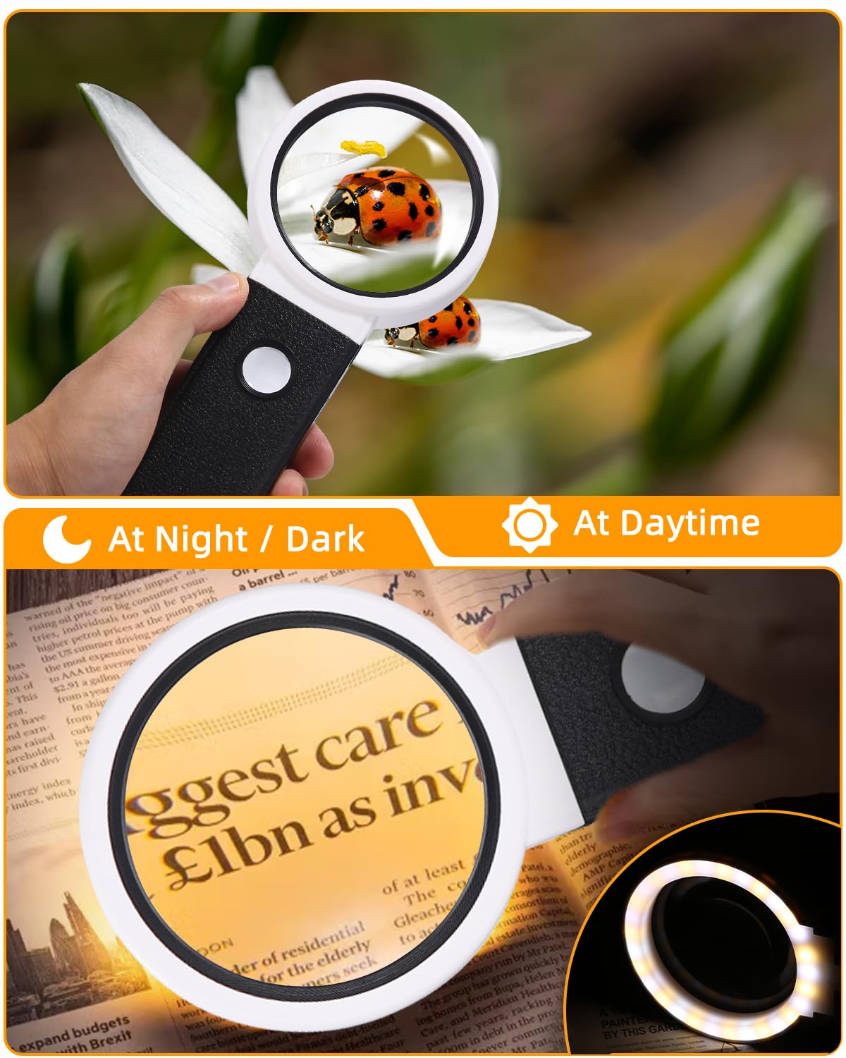 Lente D'ingrandimento Con Luce JOFLVA - 25x Con 18 LED E Supporto Regolabile Per Lettura E Hobby - Foto 4