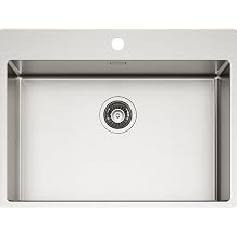 SCHOCK | New Technick Plus N100 2L 304 Stainless Steel Kitchen Sink, 700 x 510 cm, 650 x 400 cm, 1 Bowl Brushed Stainless Steel, Combinable with Mixers, Hobs, Ovens
