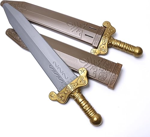 Miniatura 2 de Espada y funda de plástico de 19 pulgadas para jugar al aire libre, juego de espada guerrera romana con correa elástica de 22 pulgadas para