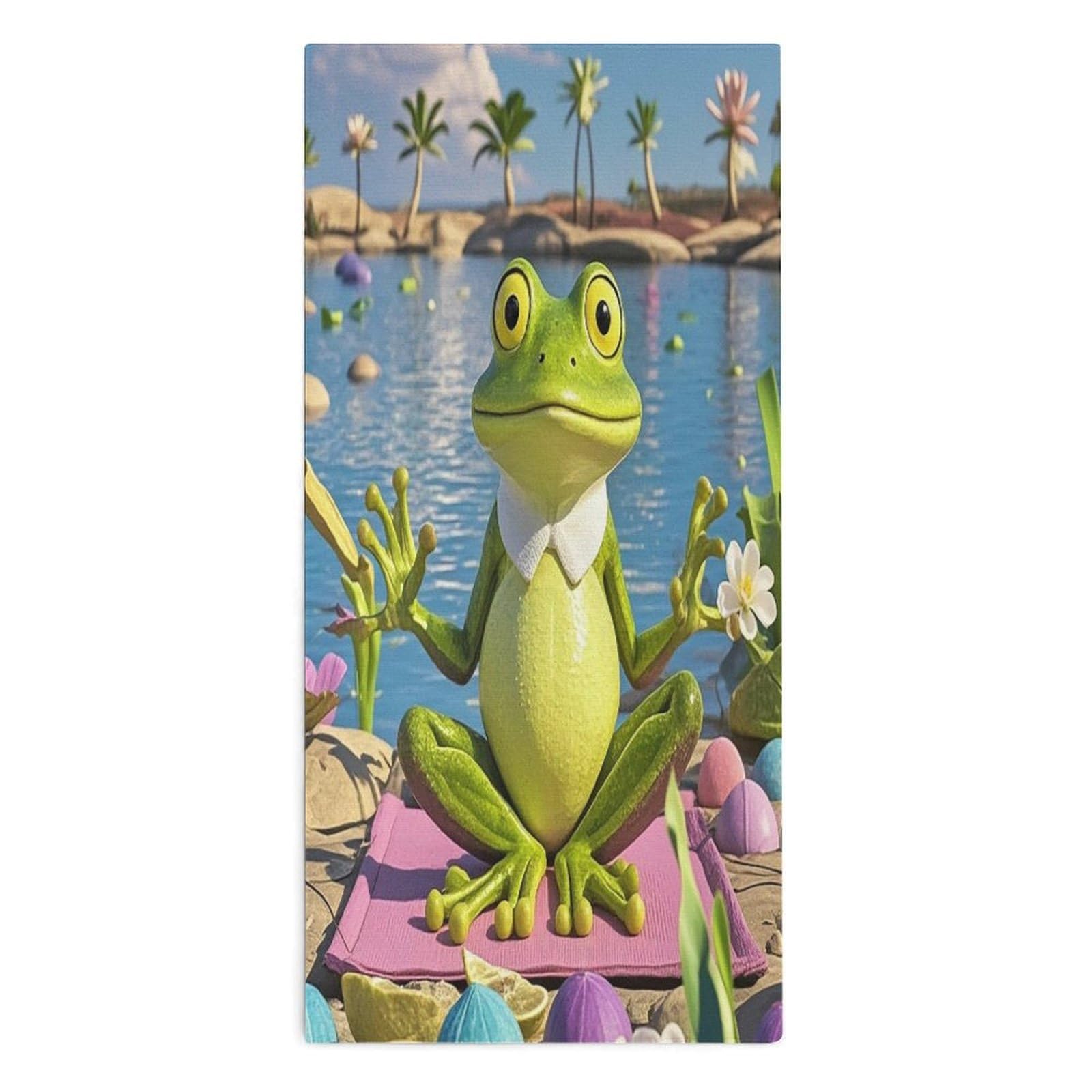 VstaDank Funny Yoga Frog Towel Quick Dry Absorbent Towels for Beach Thin Soft Lightweight Travel Bath Towel Sand Free Super Microfiber Face Towels for Sport Bath Adults