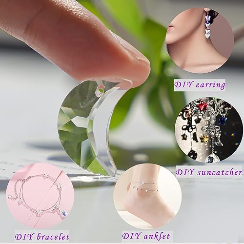 Miniatura 5 de 50 piezas de 0.787 in con forma de luna colgante de cristal para fabricación de joyas, lote a granel, collares, aretes, pulseras, hallazgos de