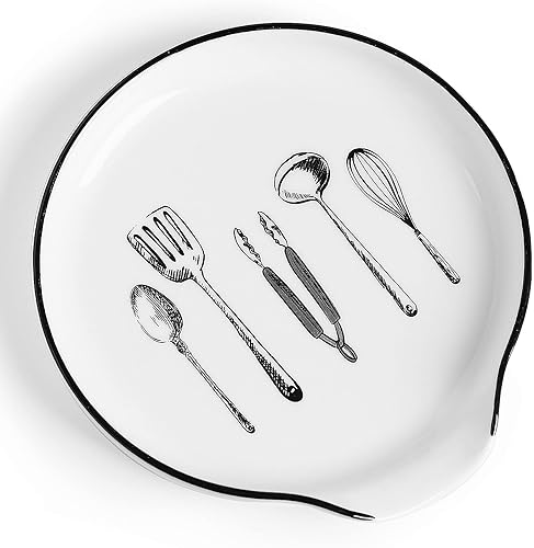 GDCZ Soporte de cuchara de cerámica para encimera de cocina, 5 pulgadas, resistente al calor, soporte para cucharas para estufa, cuchara moderna