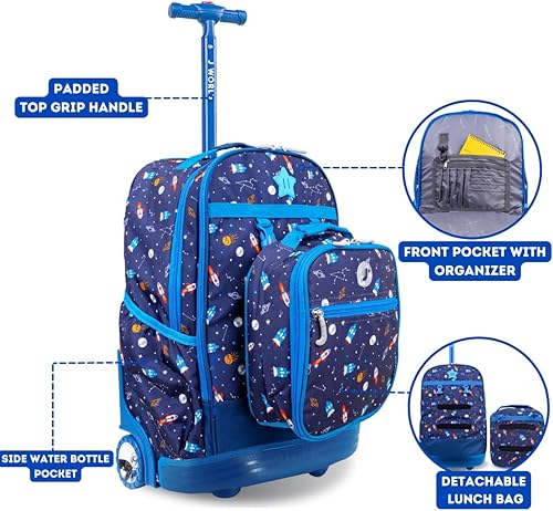 Miniatura 2 de J World New York Mochila con ruedas Duo para niños con juego de lonchera, Spaceship, talla única , Duo Kids - Mochila con ruedas y lonchera