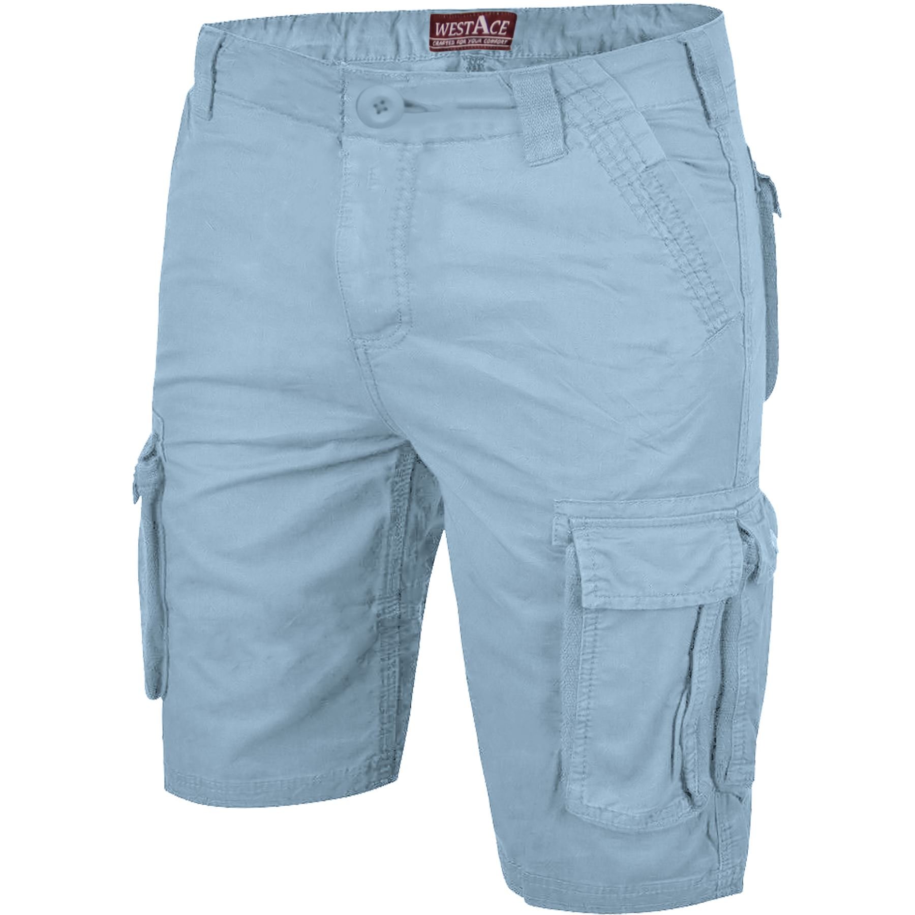 Westace Men's Ice Blue Camo Shorts Cargo Combat Army Half Pant Work Wear Camouflage 100% Cotton Chino Shorts[ - Afs Chino, 44]
