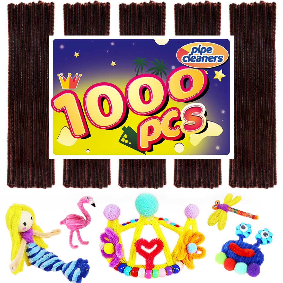 Pipe Cleaners, Pipe Cleaners Craft, Arts and Crafts, Crafts, Craft Supplies, Art Supplies (1000 Brown Pipe Cleaners)…