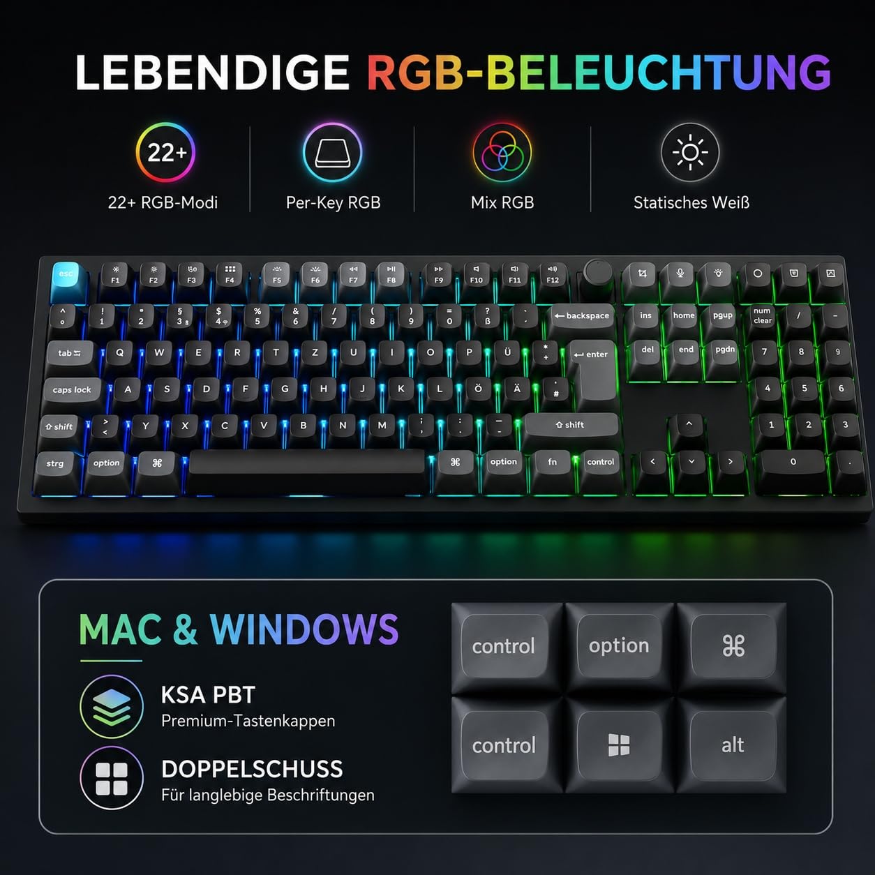 Keychron Q6 Ultra 8K Kabellose Mechanische Tastatur – 100% Vollformat, 8K Hz Abfragerate, ZMK Firmware, 660h Akku, Aluminiumgehäuse, Hot-Swap, RGB, für Mac/Windows (Brauner Schalter)