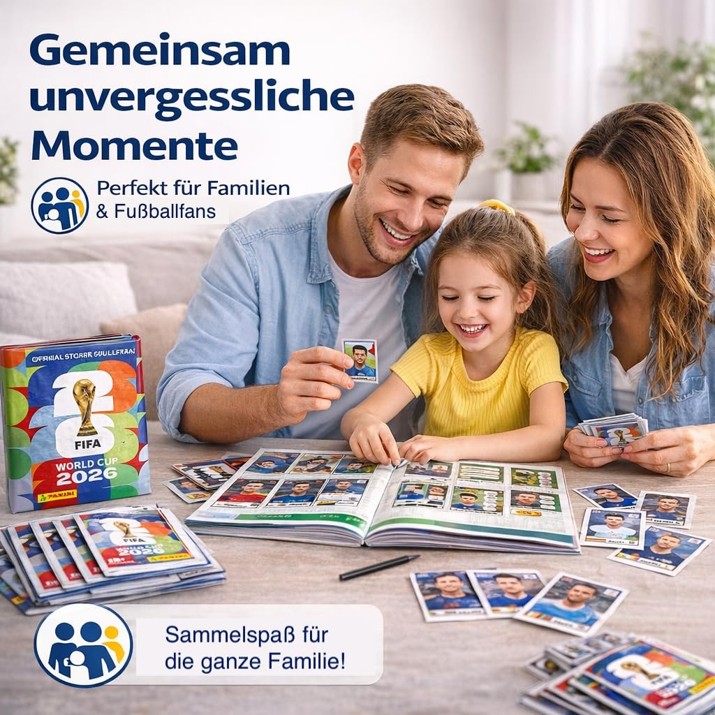 Set Starter XXL – Figurine Panini Coppa del Mondo 2026 con 1 Album & Figurine – 1 Calendario Partite Coppa del Mondo 2026 & 3 Braccialetti Germania (1 Confezione/Set 13 Pezzi) Bundle privata