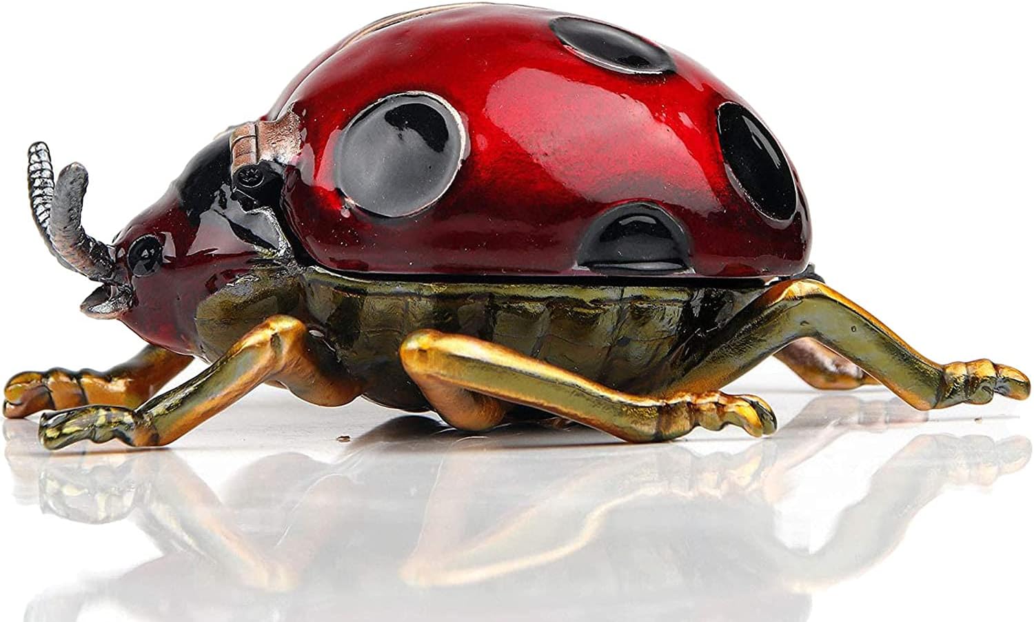 Red Ladybug Figurines CollectiblesTrinket Box Hinged With Rich Enamel And Sparkling Rhinestones Jewelry Boxes Gift