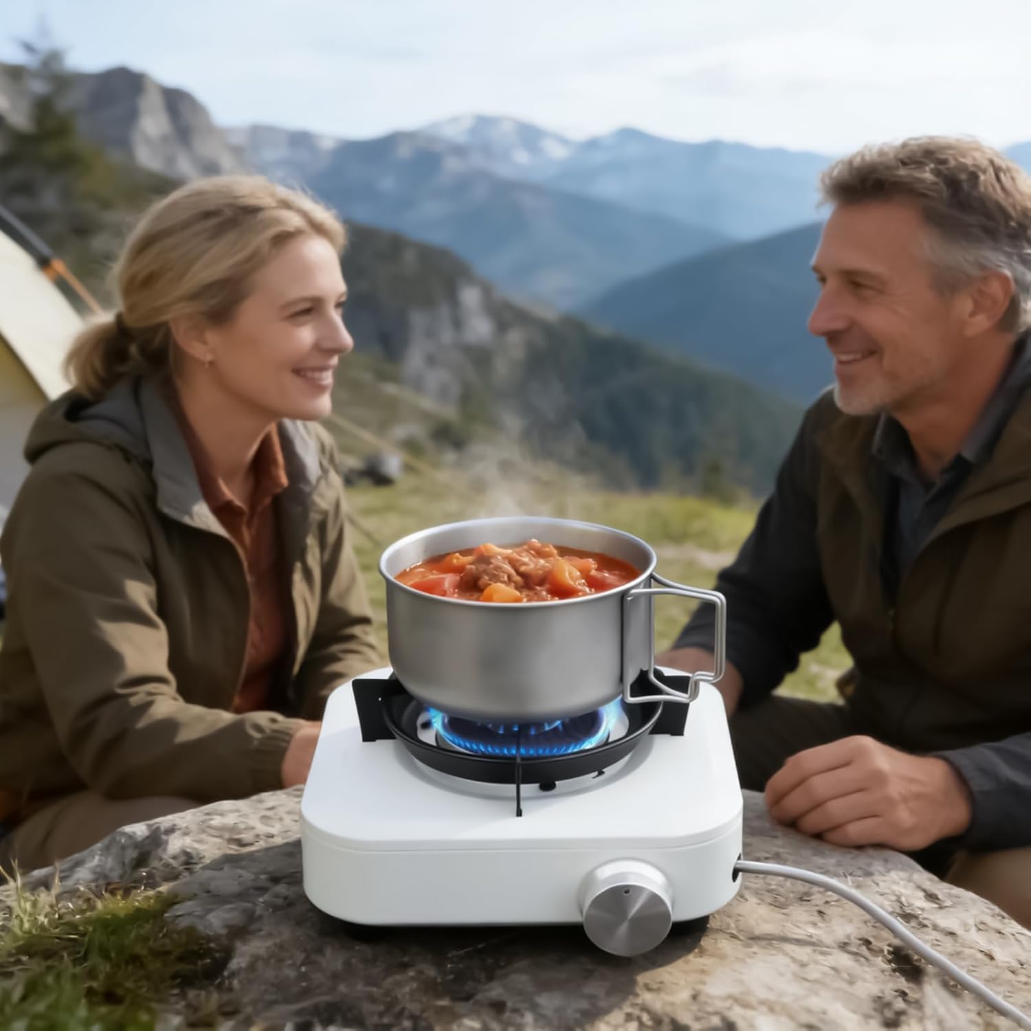 Compact Folding Camping Pot - Portable Soup Cooking Boiler | Stainless Steel Kitchen Pan for Hiking RV, Picnic Backpacking, Outdoor Travel, Lightweight Canteen for Wilderness Trekking
