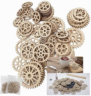 100pcs Mini Wooden Gear Wheels - Industrial Steampunk Style for DIY Crafts & Home Décor(Random Styles)
