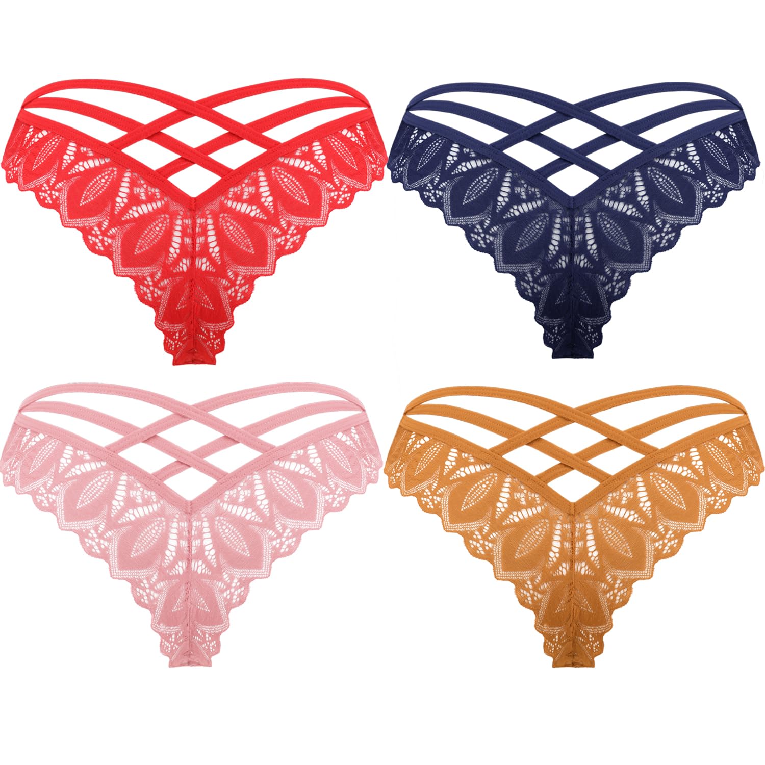 Avidlove Womens Underwear Lace Thongs Cheeky Panties with Criss Cross Back