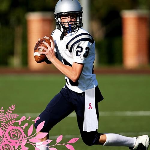 Miniatura 4 de Preboun Pink Ribbon - Toalla de mariscal de campo para concientización sobre el cáncer de mama con cierre, 8 piezas de accesorios de fútbol para