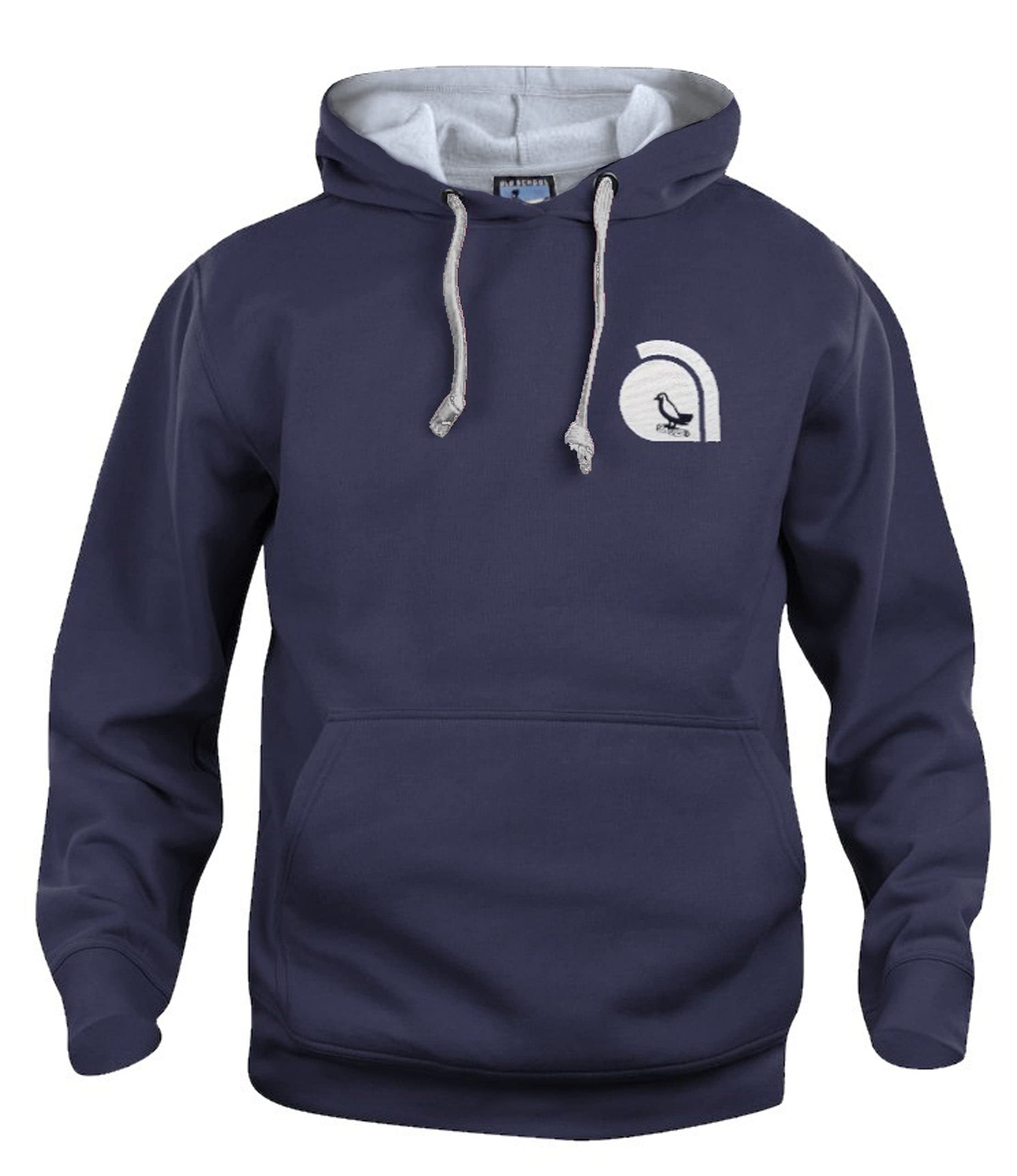 Old School Football Navy West Brom 1970S Retro Football Hoodie Embroidered Logo (Xl)