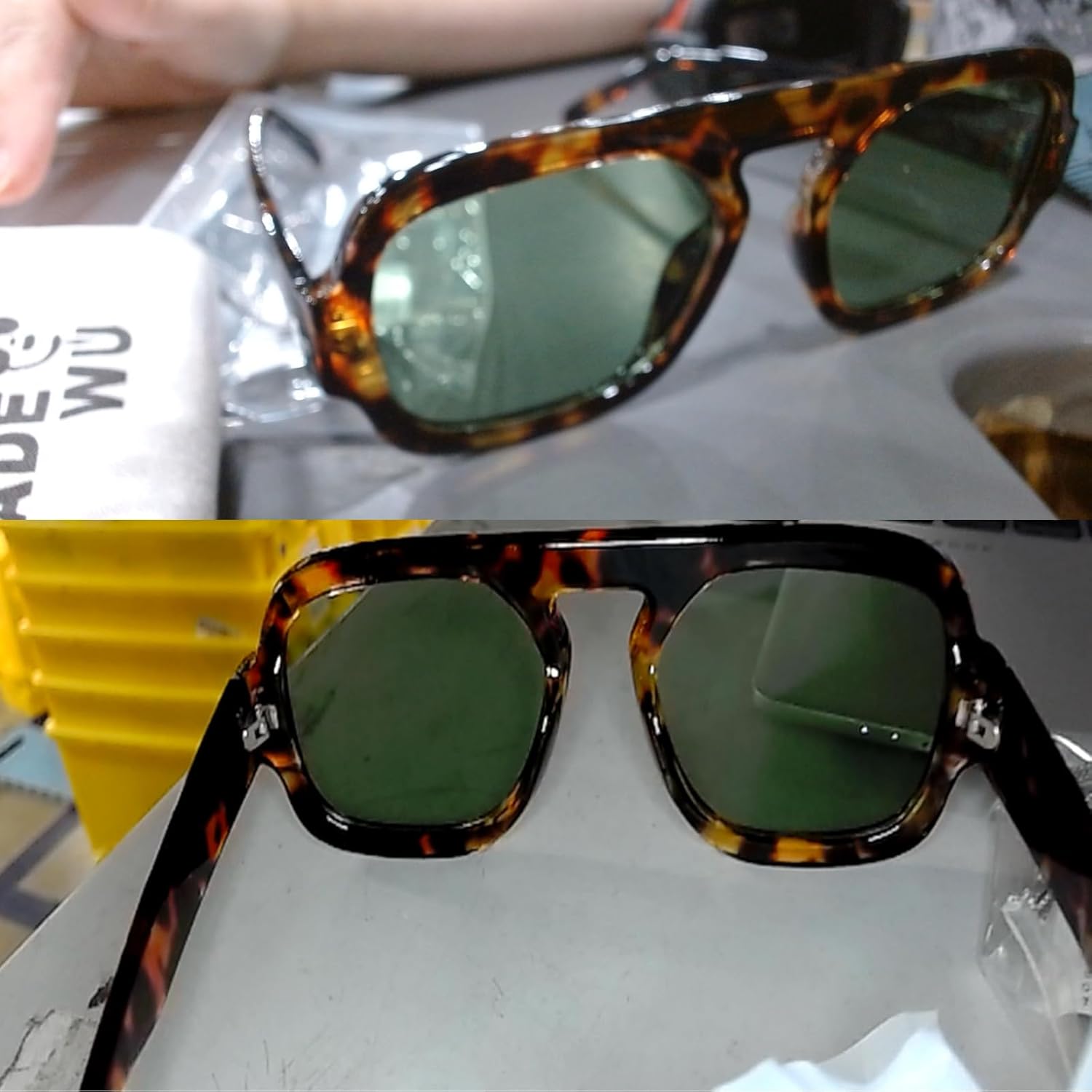 ADE WU Trendy Square Sunglasses for Women Men,Vintage Square Aviator Sunglasses Fashion 70s Inspired Stylish Flat Top Shades - Image 8