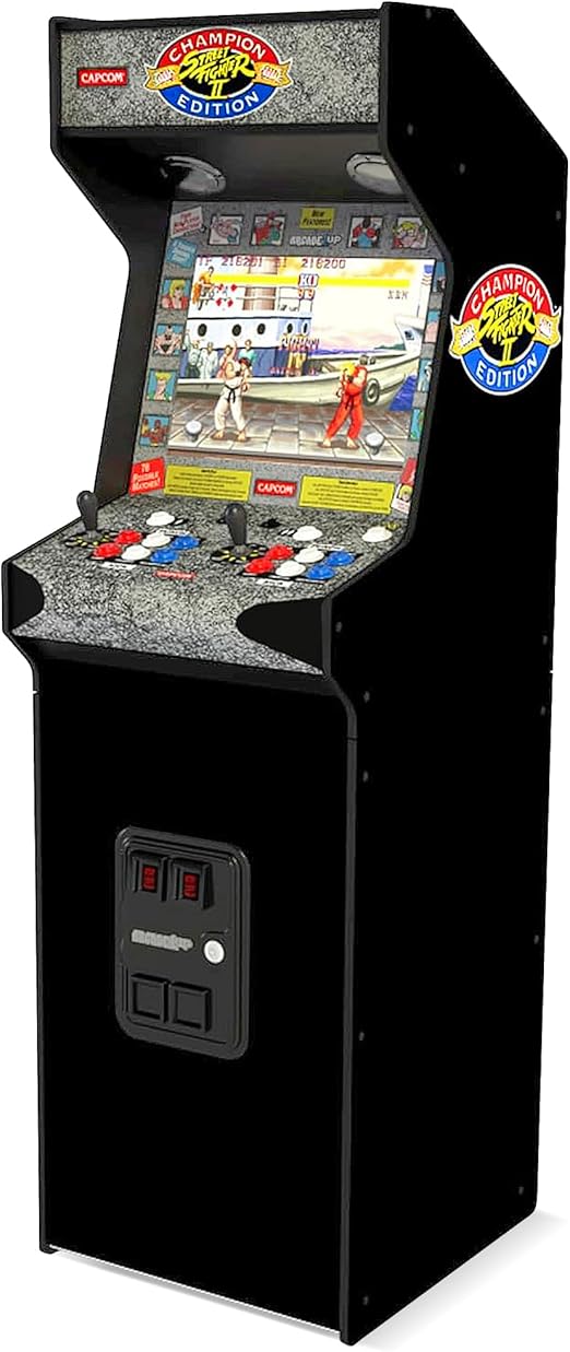 Arcade1Up Street Fighter Arcade Game Machine, Stand Up Cabinet w/ 14 Titles & 17" Screen - Deluxe Machine with Classic Video Games