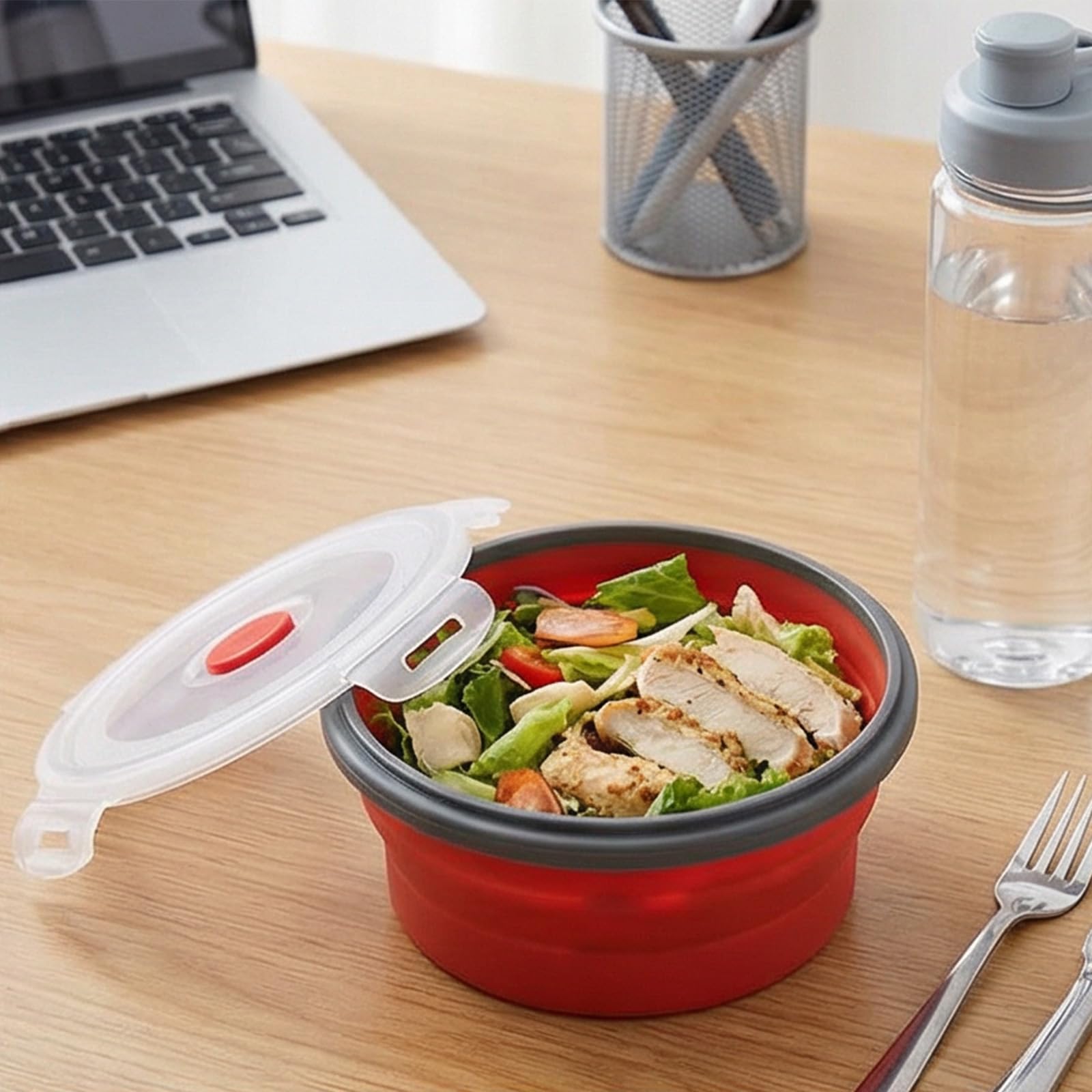 Set contenitori per Alimenti sigillati Pieghevoli in plastica e siliconi Set contenitori per Alimenti per pasti all ' Aperto per avanzati Set pentole sicure