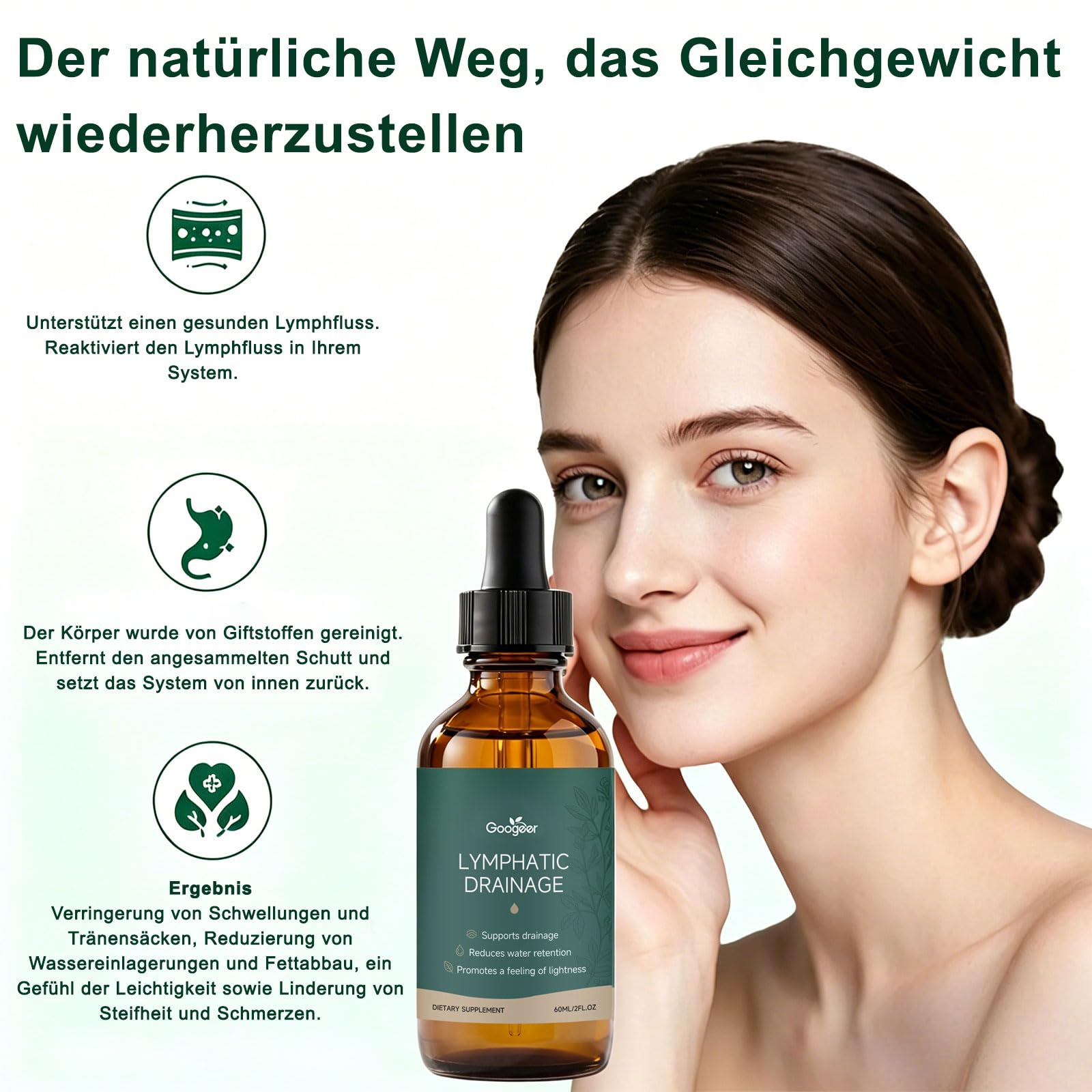 Zynea Lymphdrainage Tropfen, 2026 Neu Lymphatic Drainage Tropfen, Unterstützung des Wasserhaushalts, Natürliche Inhaltsstoffe, für Männer und Frauen (2)