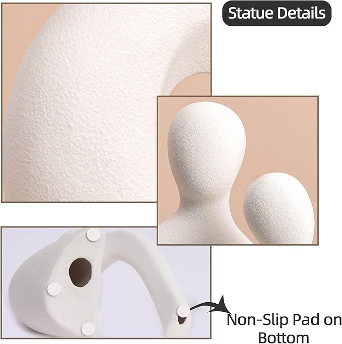 Escultura Abstracta de Pareja Cerámica Blanca para Decoración del Hogar miniatura 5
