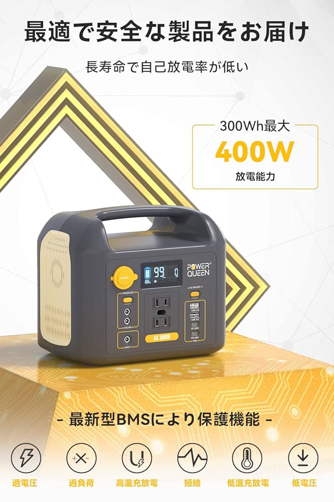 Amazon.co.jp: Power Queenポータブル電源 300Wh 81081mAh 長