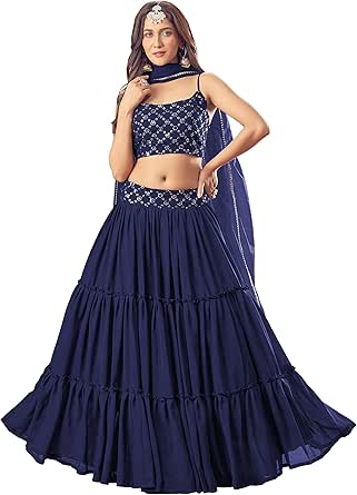 SHAFNUFAB Women's Georgette Ethnic Wear for WomenSemi StitchedSalwarSuit   SF201323  Diwali Outfit Bridal Light Blue  Colour Indian CasualWearSalwarSuit IN Eid