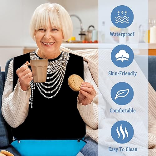 Miniatura 6 de Baberos para adultos con recogedor de migas, baberos lavables y ajustables para adultos, para mujeres, hombres, ancianos y personas mayores 5