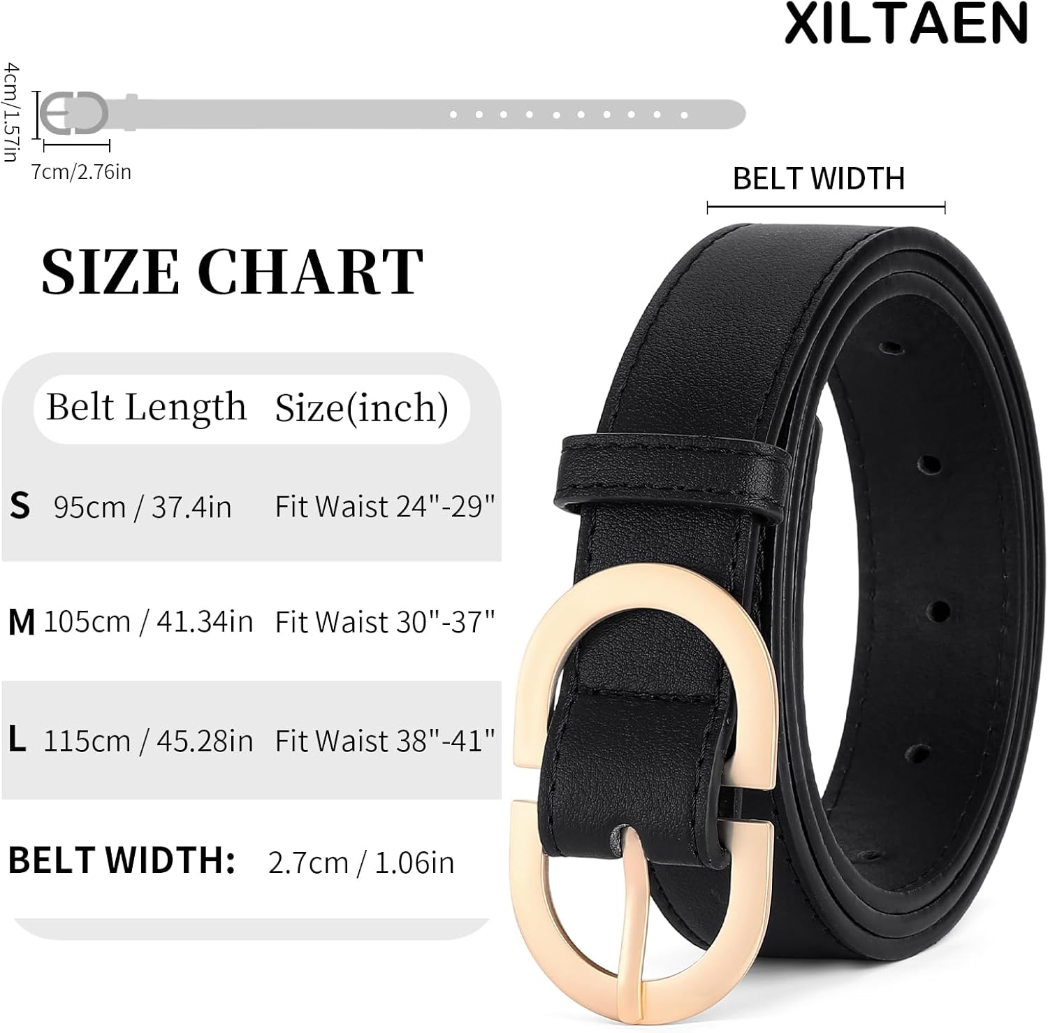 Women's Belts for Jeans Pants Fashion Ladies Leather Dress Waist Belt with Gold Buckle - Image 3